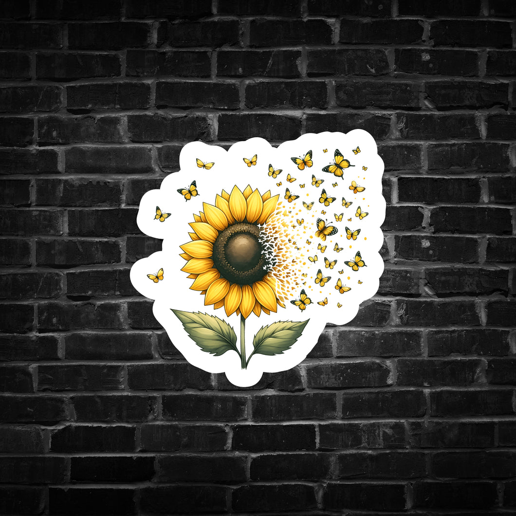 Sunflower and Butterflies Sticker