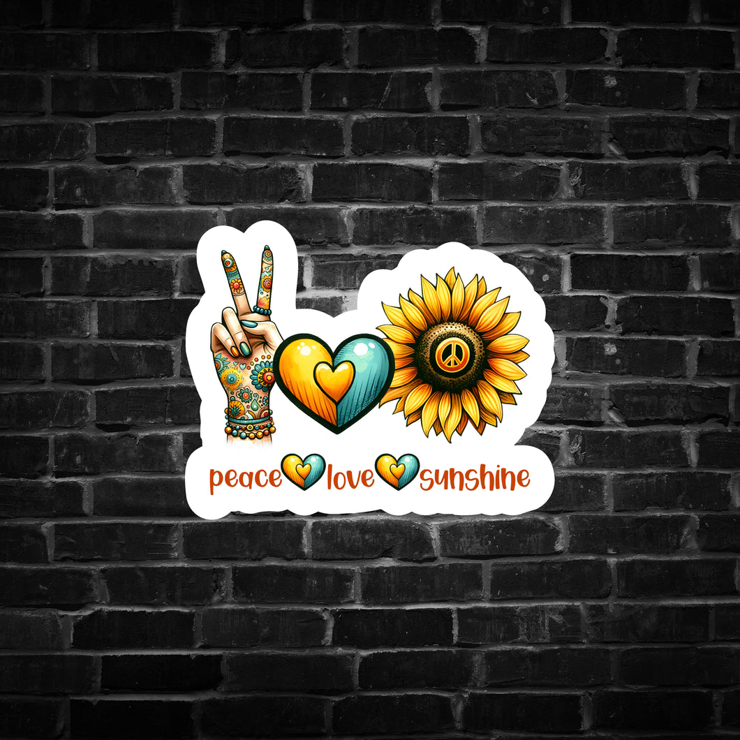 Peace, Love, Sunshine Sunflower Sticker