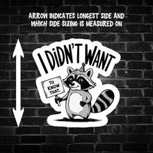 Load image into Gallery viewer, I Didn&#39;t Want to Know That Raccoon Sticker