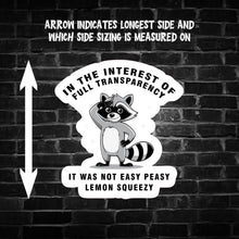 Load image into Gallery viewer, In The Interest of Full Transparency ... Raccoon Sticker