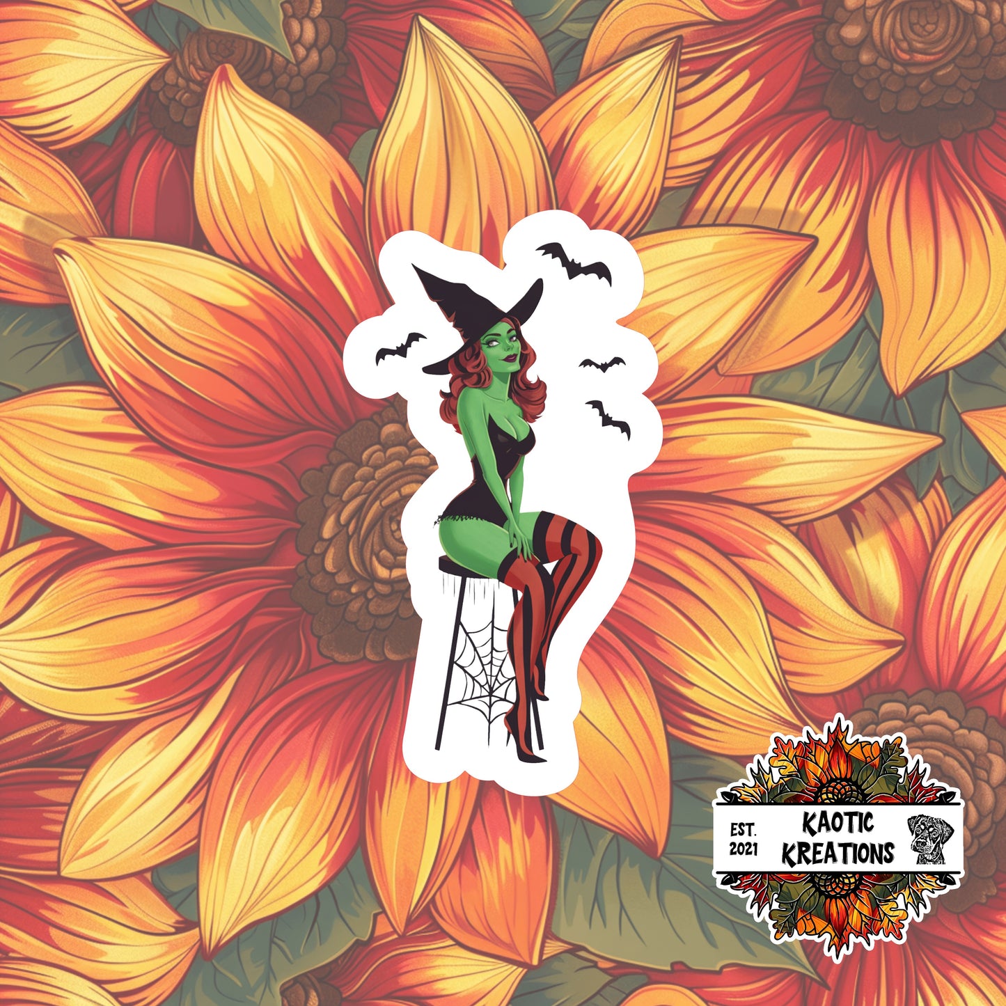Vintage Pinup Halloween Sticker