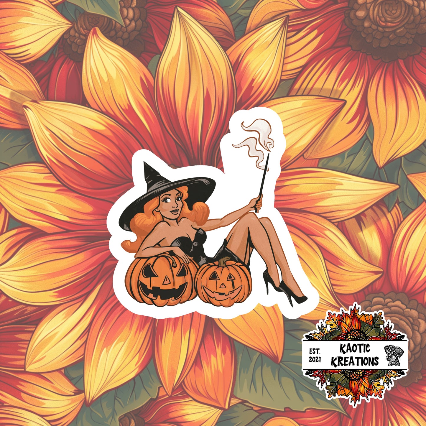 Vintage Pinup Halloween Sticker