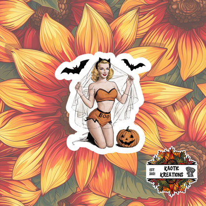 Vintage Pinup Halloween Sticker