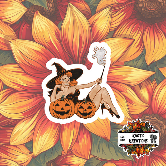 Vintage Pinup Halloween Sticker