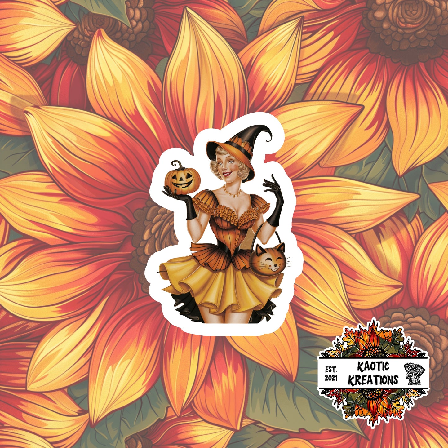 Vintage Pinup Halloween Sticker