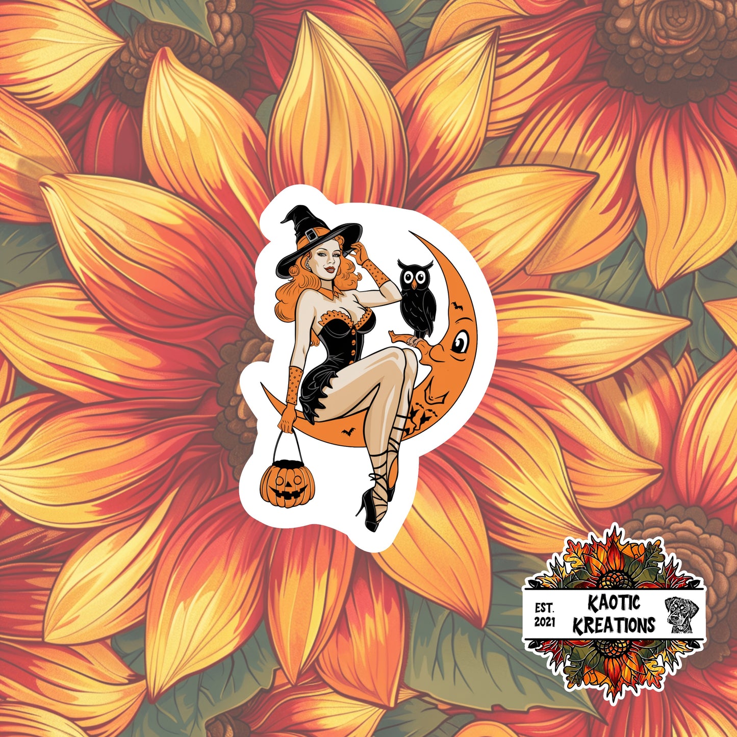 Vintage Pinup Halloween Sticker