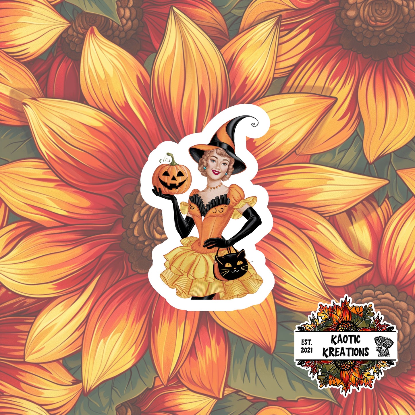 Vintage Pinup Halloween Sticker