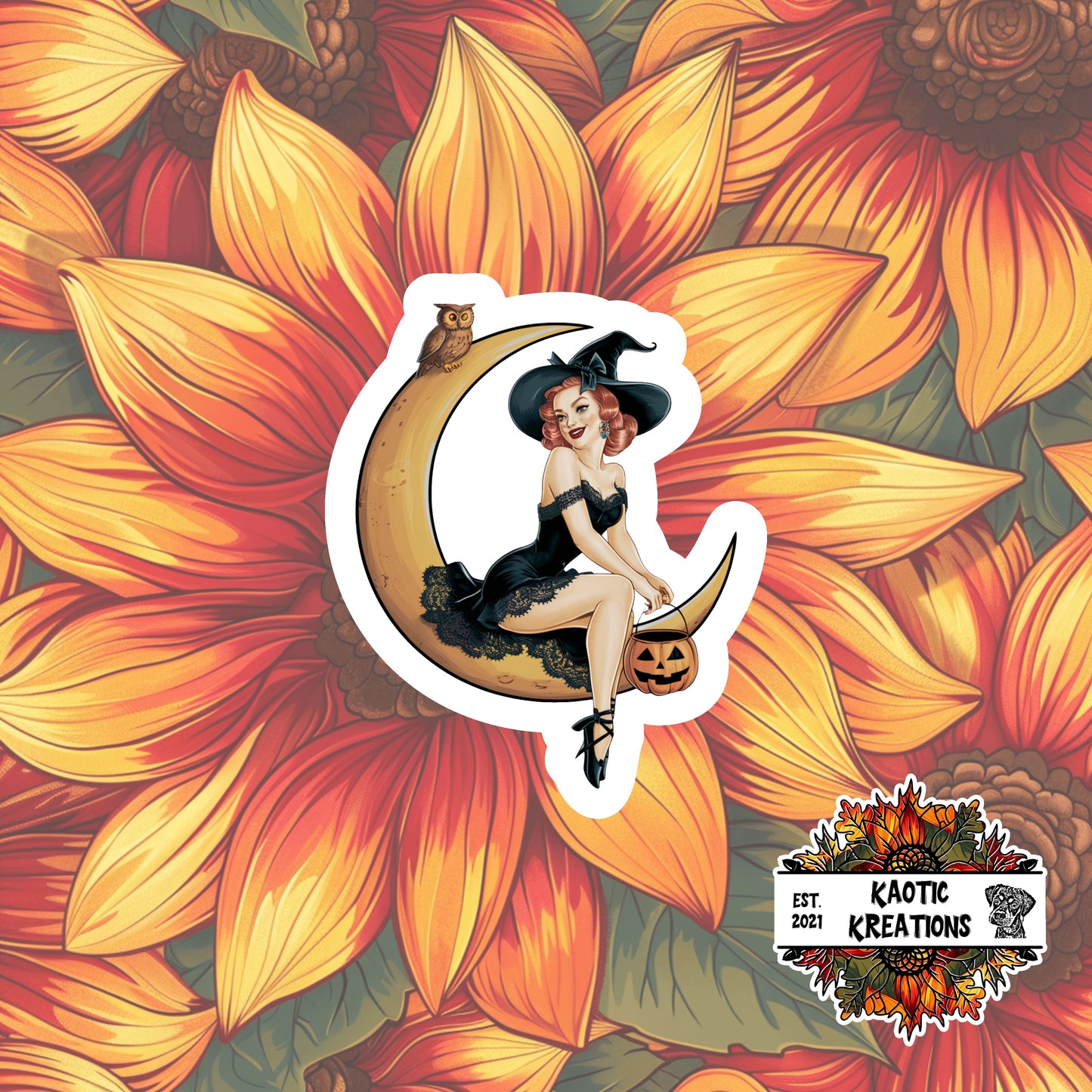Vintage Pinup Halloween Sticker