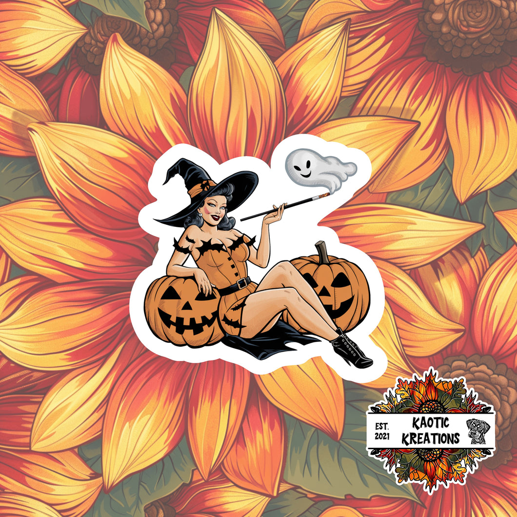 Vintage Pinup Halloween Sticker