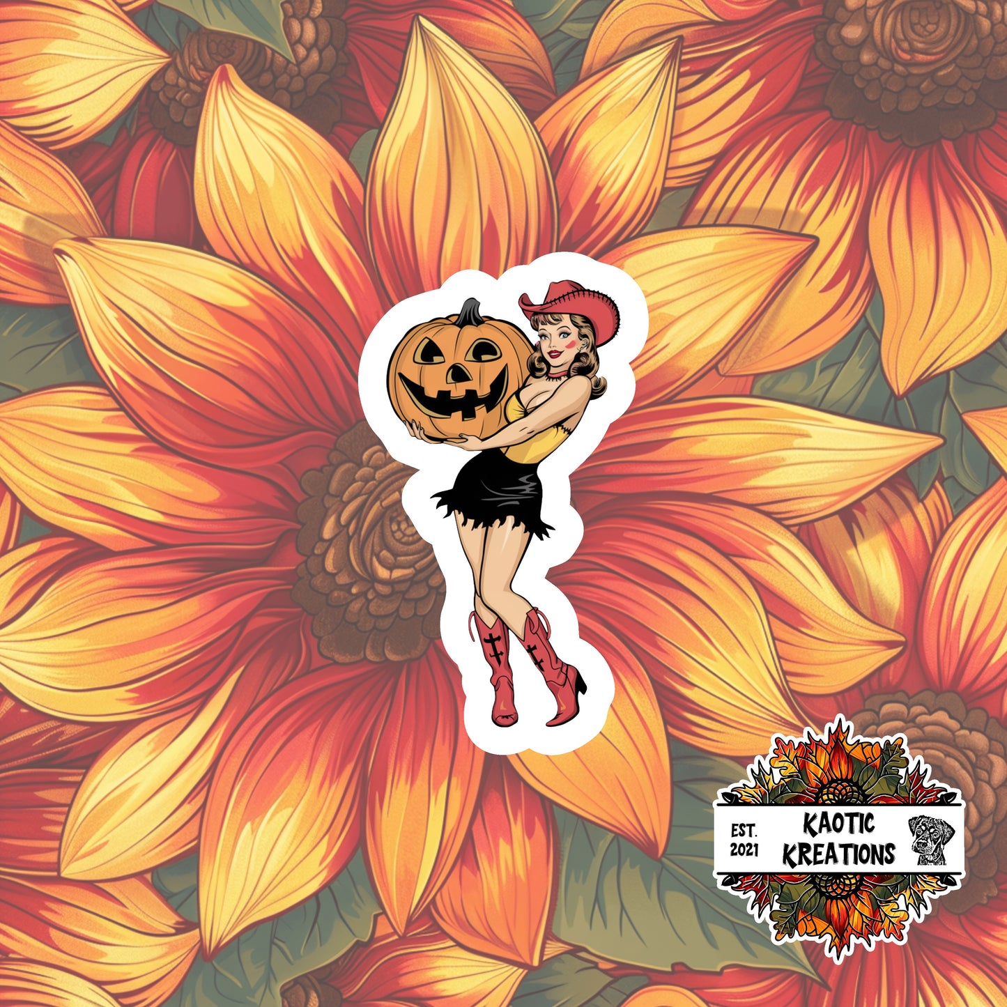 Vintage Pinup Halloween Sticker