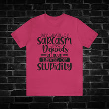 Load image into Gallery viewer, My Level Of Sarcasm Depends on Your Level Of Stupidity Tee