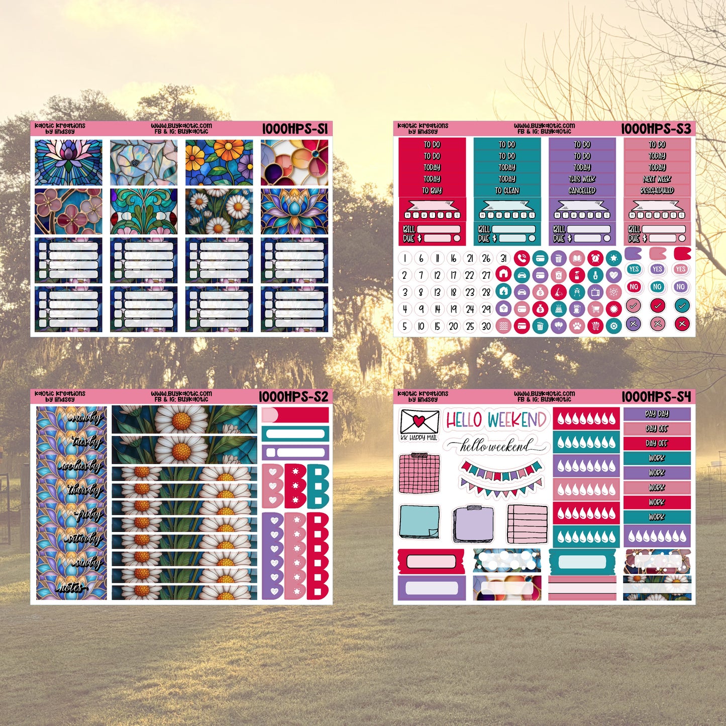 Stained Glass HP Skinny Weekly Sticker Kit