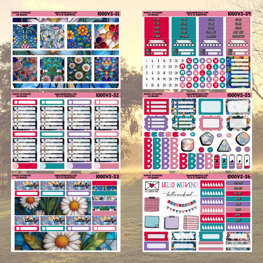 Stained Glass Vertical Small Weekly Sticker Kit