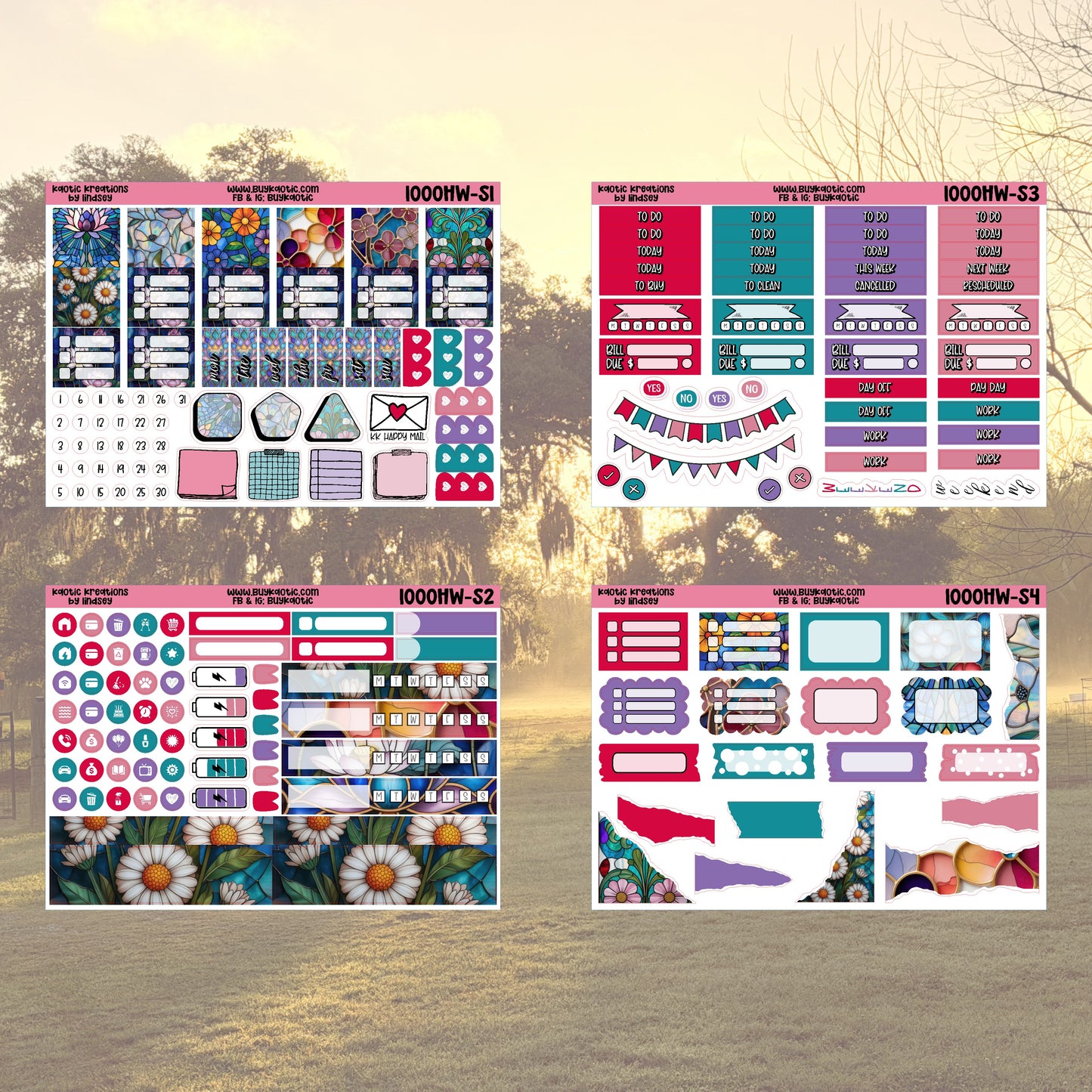 Stained Glass Hobo Weeks Weekly Sticker Kit