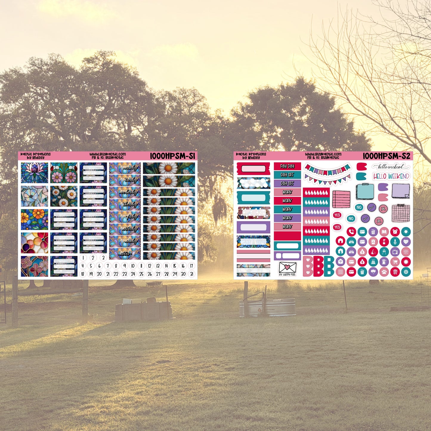 Stained Glass HP Skinny Mini Weekly Sticker Kit
