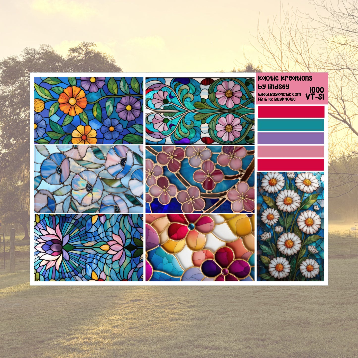Stained Glass Vertical Tall Weekly Sticker Kit