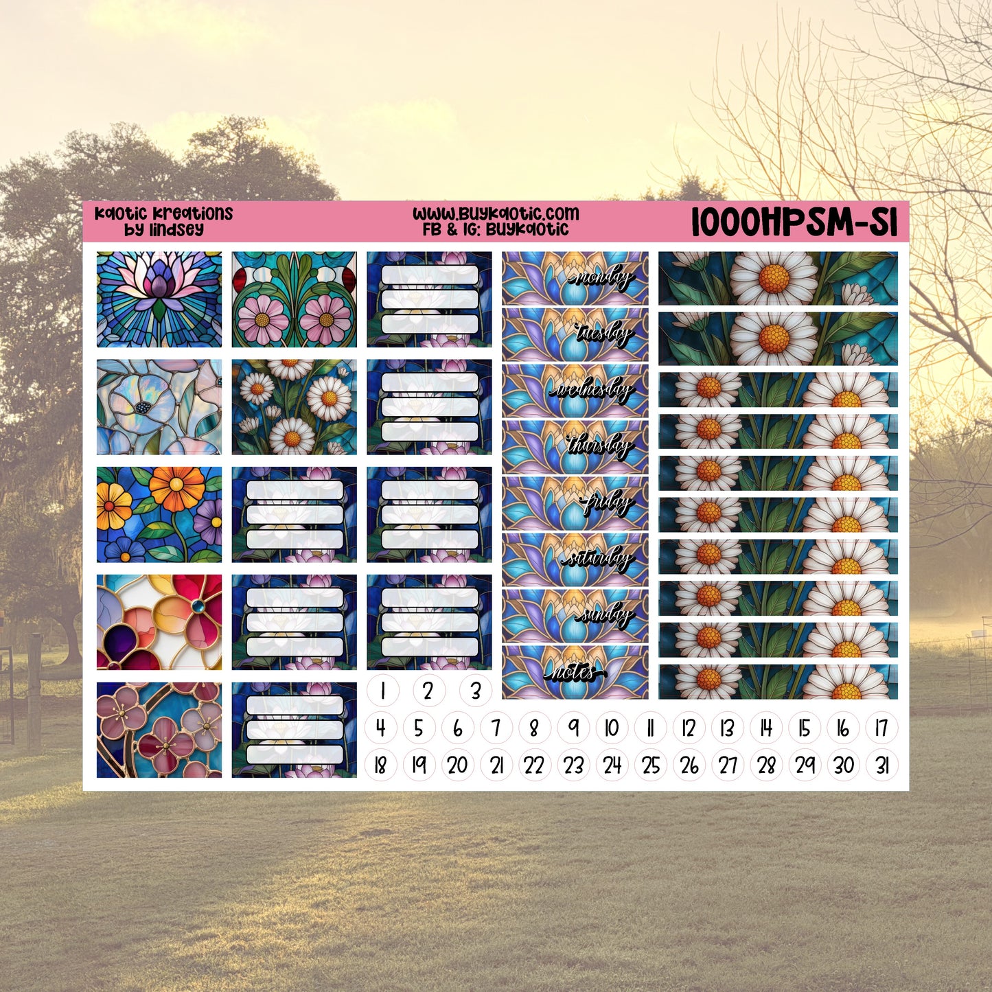 Stained Glass HP Skinny Mini Weekly Sticker Kit