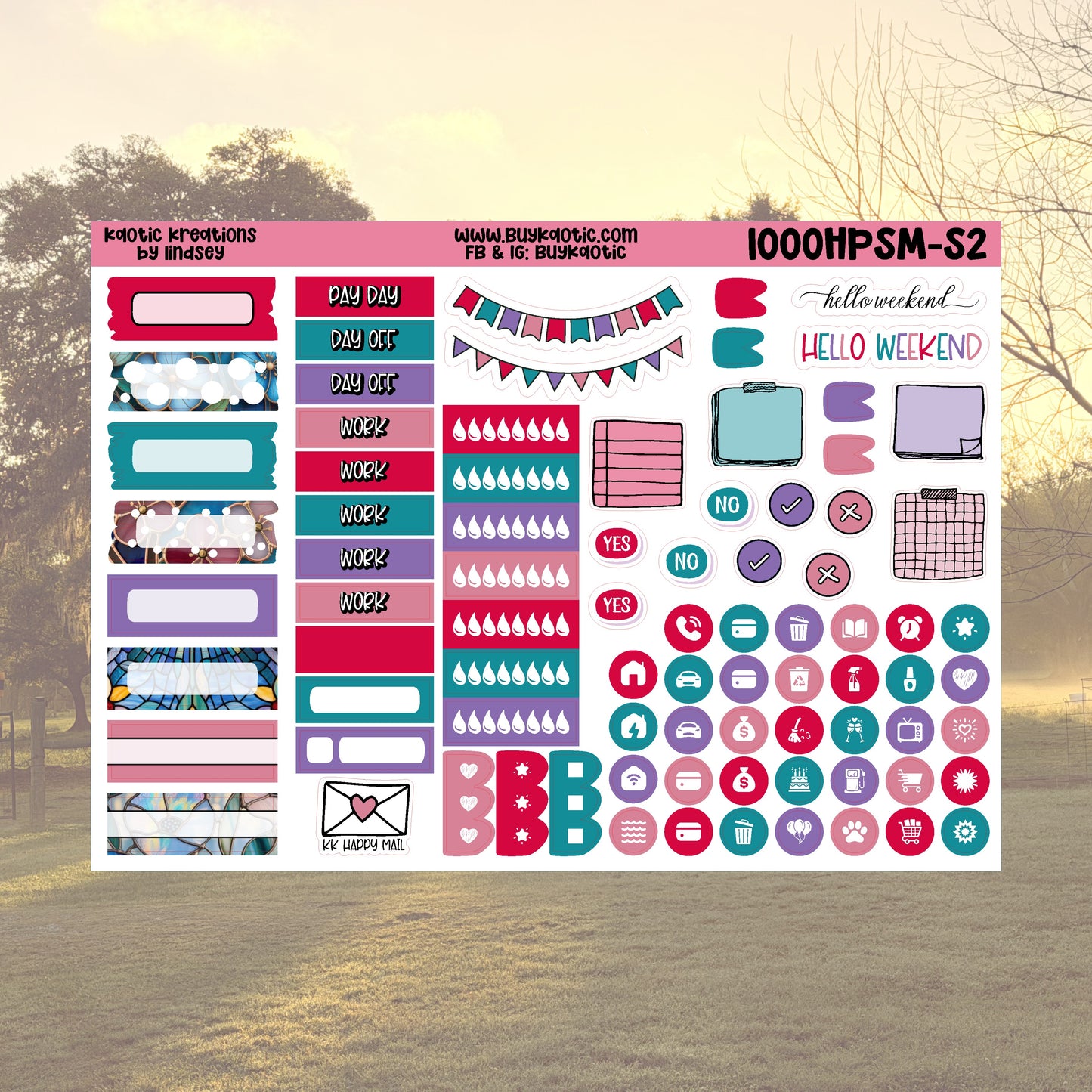 Stained Glass HP Skinny Mini Weekly Sticker Kit