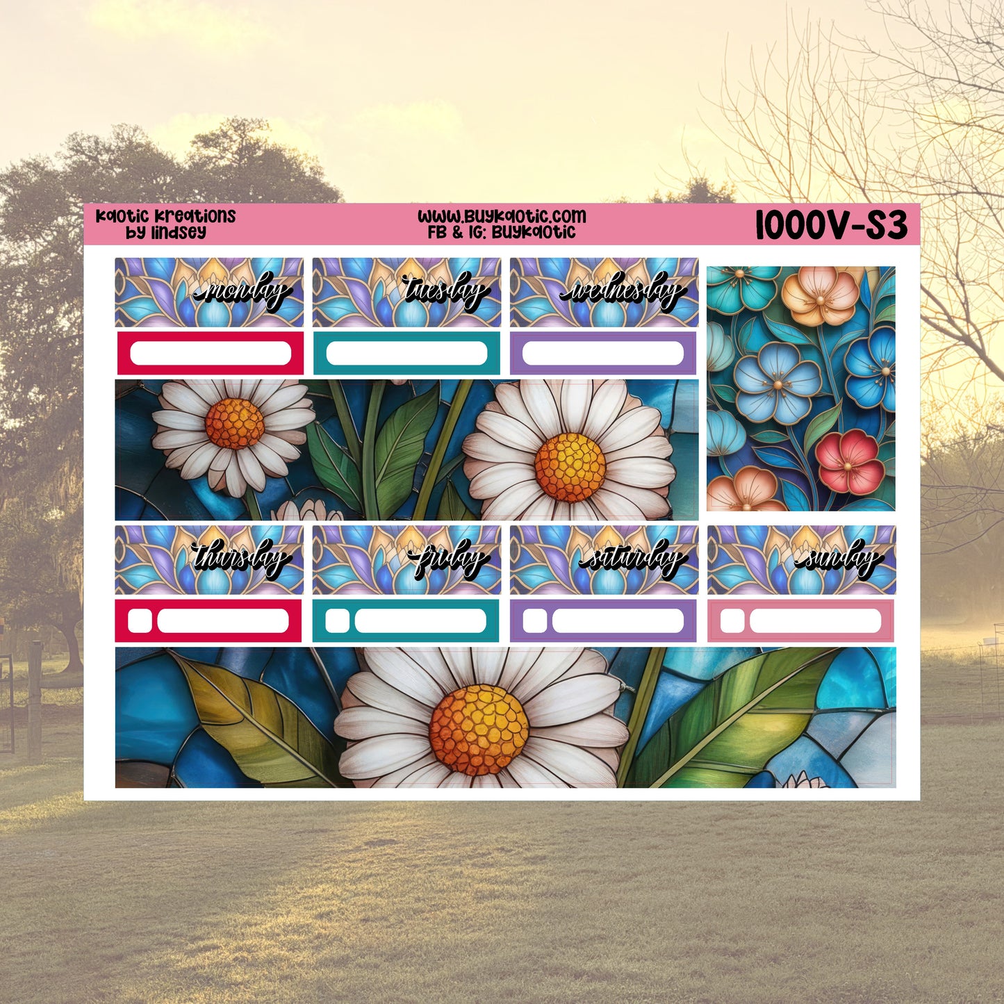 Stained Glass Vertical Weekly Sticker Kit