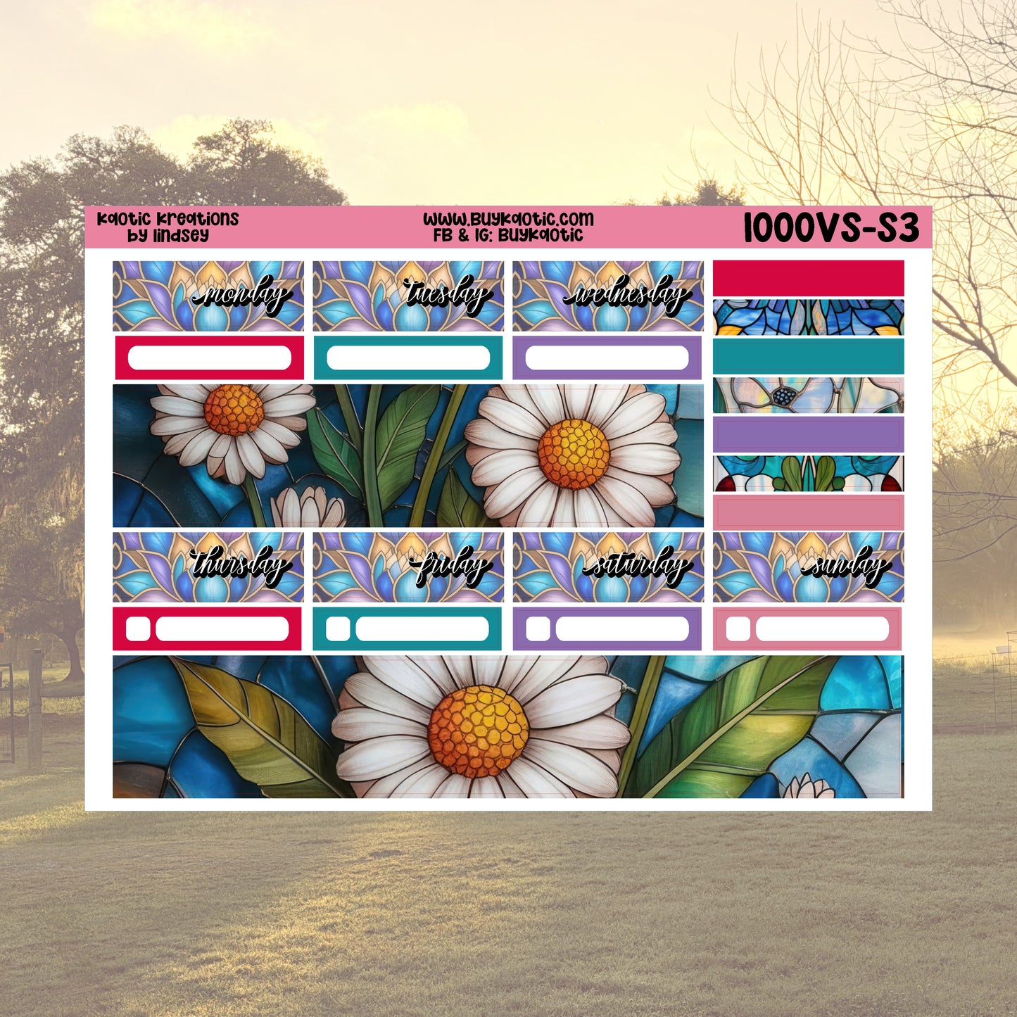 Stained Glass Vertical Small Weekly Sticker Kit