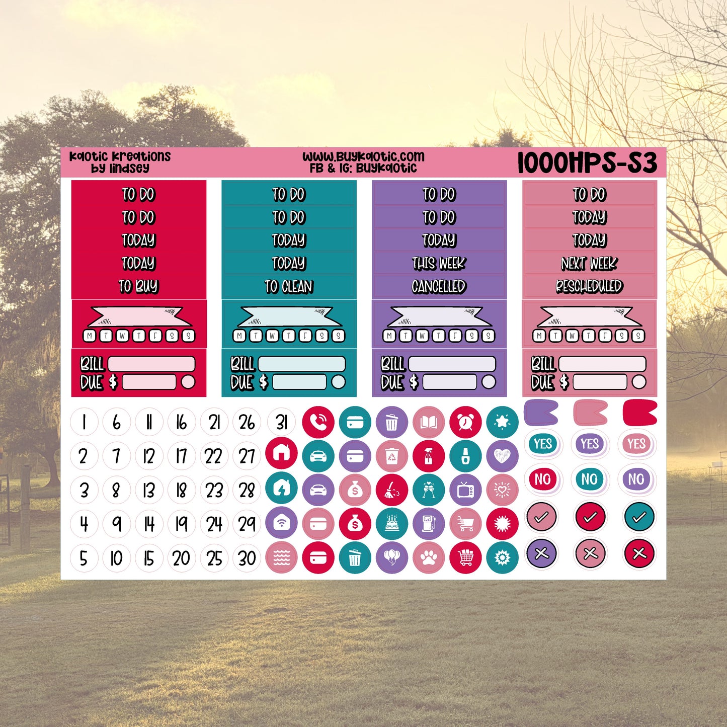 Stained Glass HP Skinny Weekly Sticker Kit