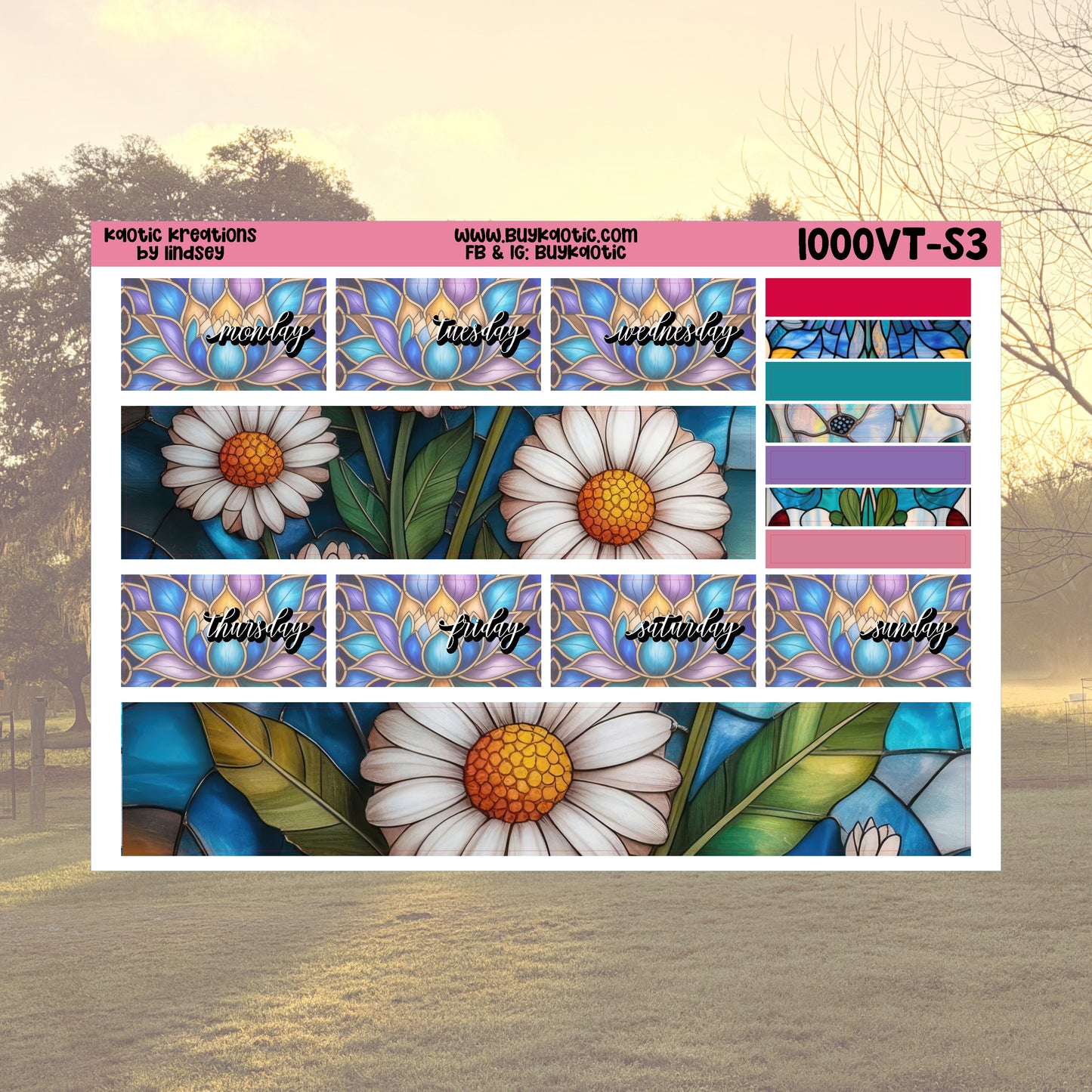 Stained Glass Vertical Tall Weekly Sticker Kit