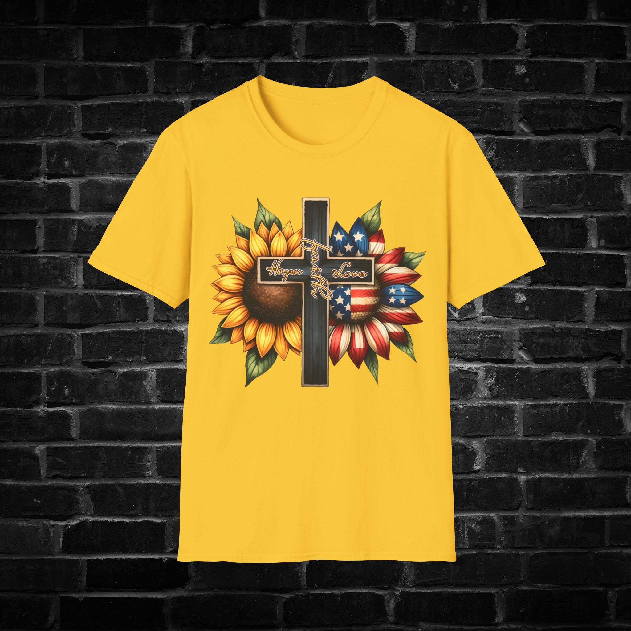 Sunflower American Flag T-Shirt