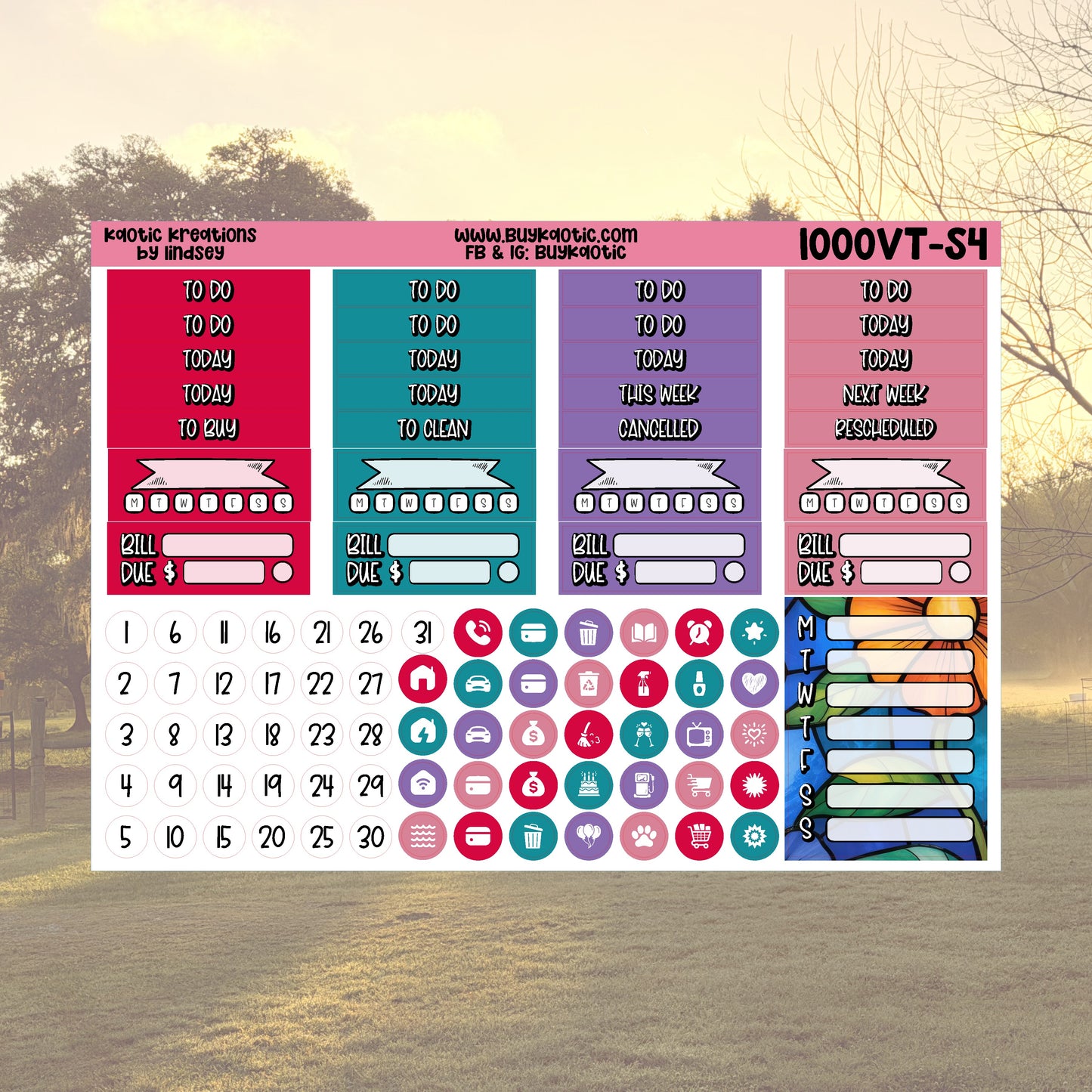 Stained Glass Vertical Tall Weekly Sticker Kit