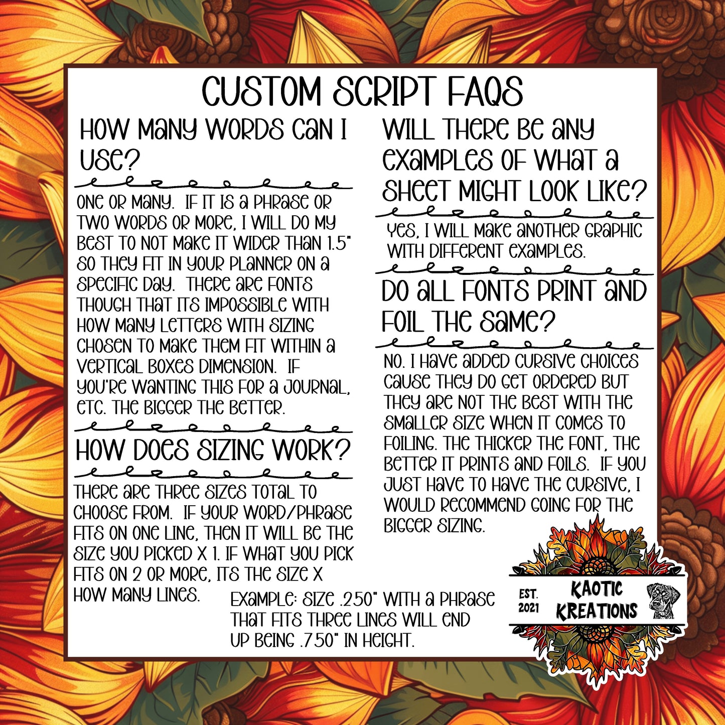 Custom Script Stickers