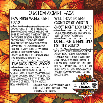 Custom Script Stickers