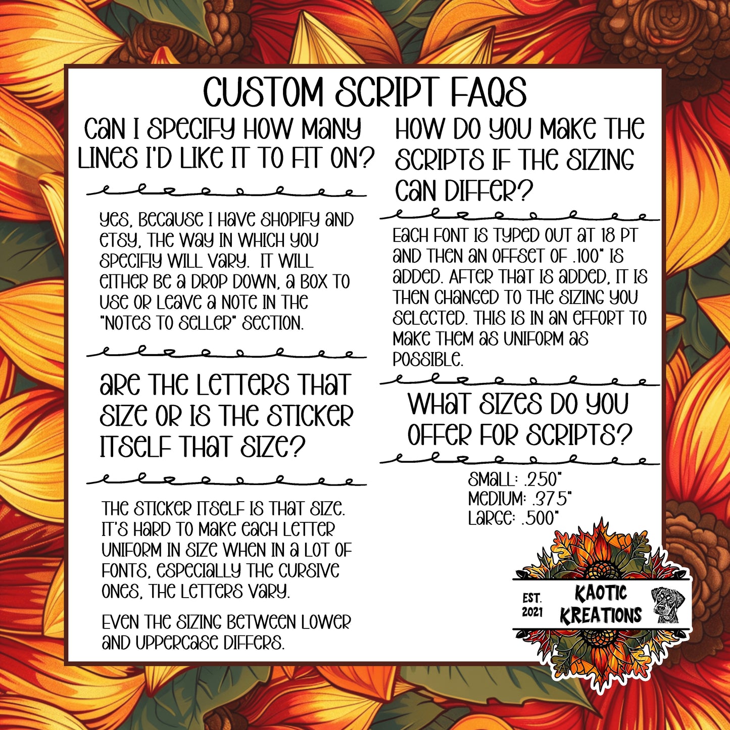 Custom Script Stickers