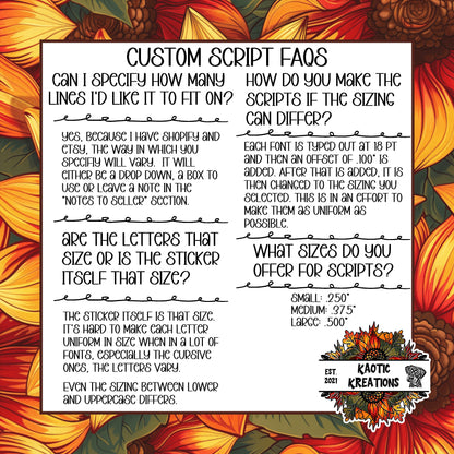 Custom Script Stickers