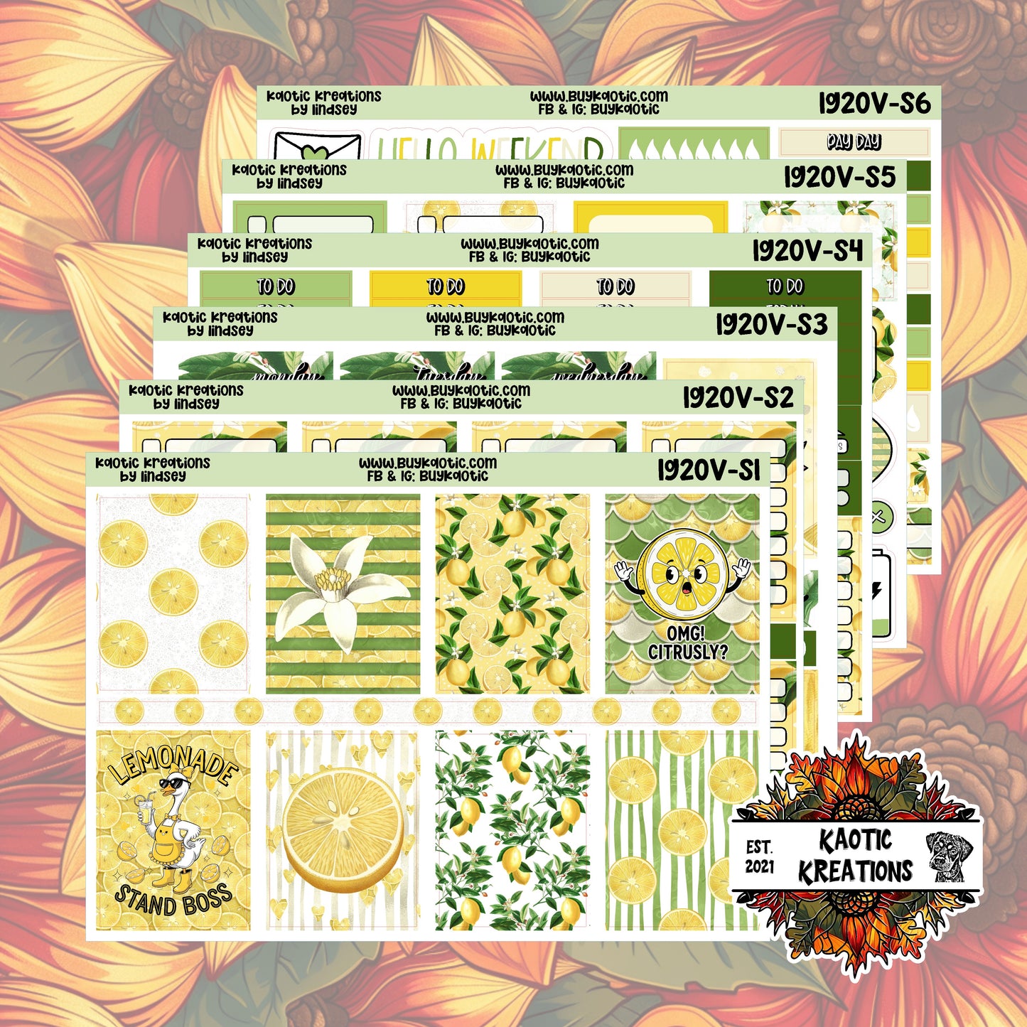 Lemonade Vertical Weekly Sticker Kit