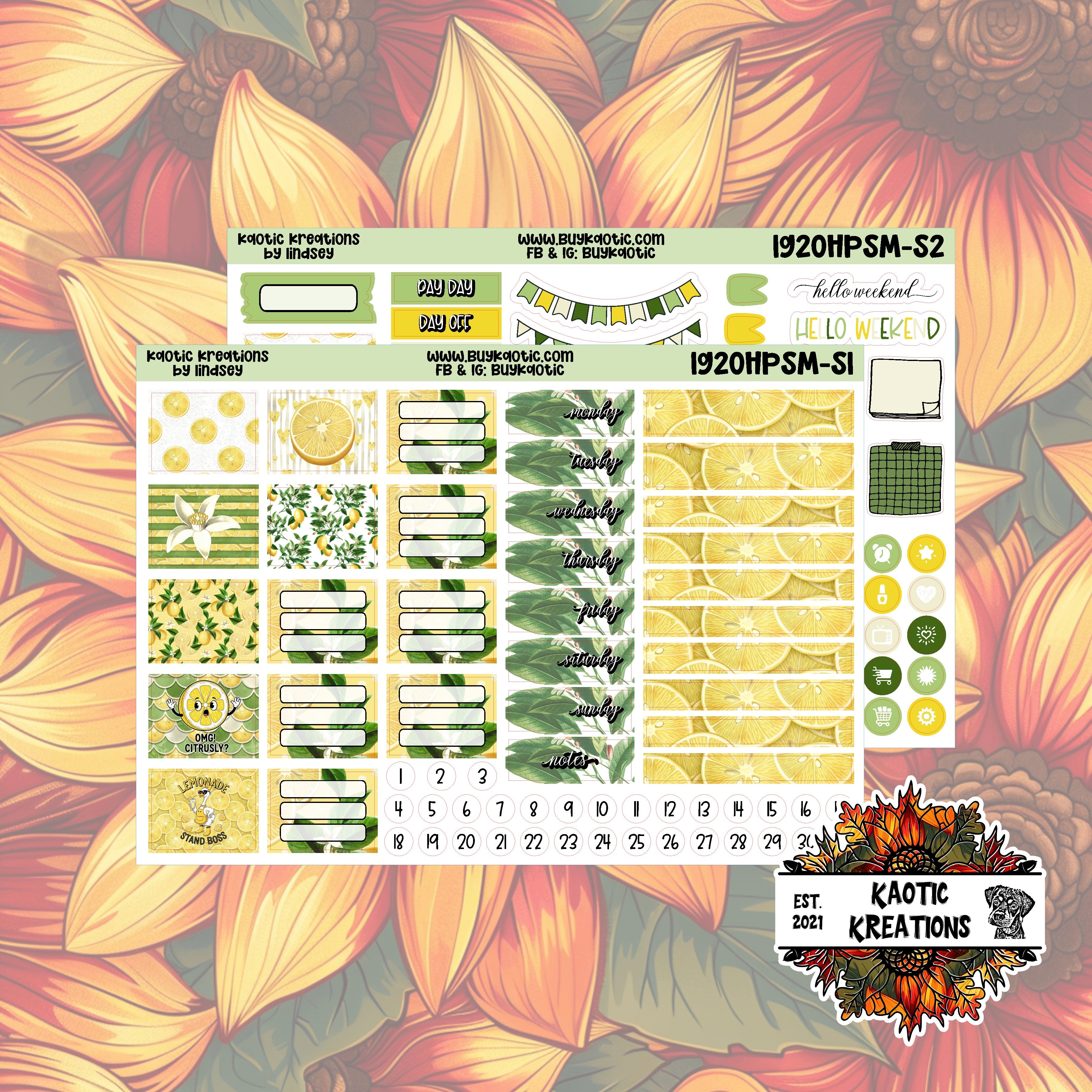 Lemonade HP Skinny Mini Weekly Sticker Kit