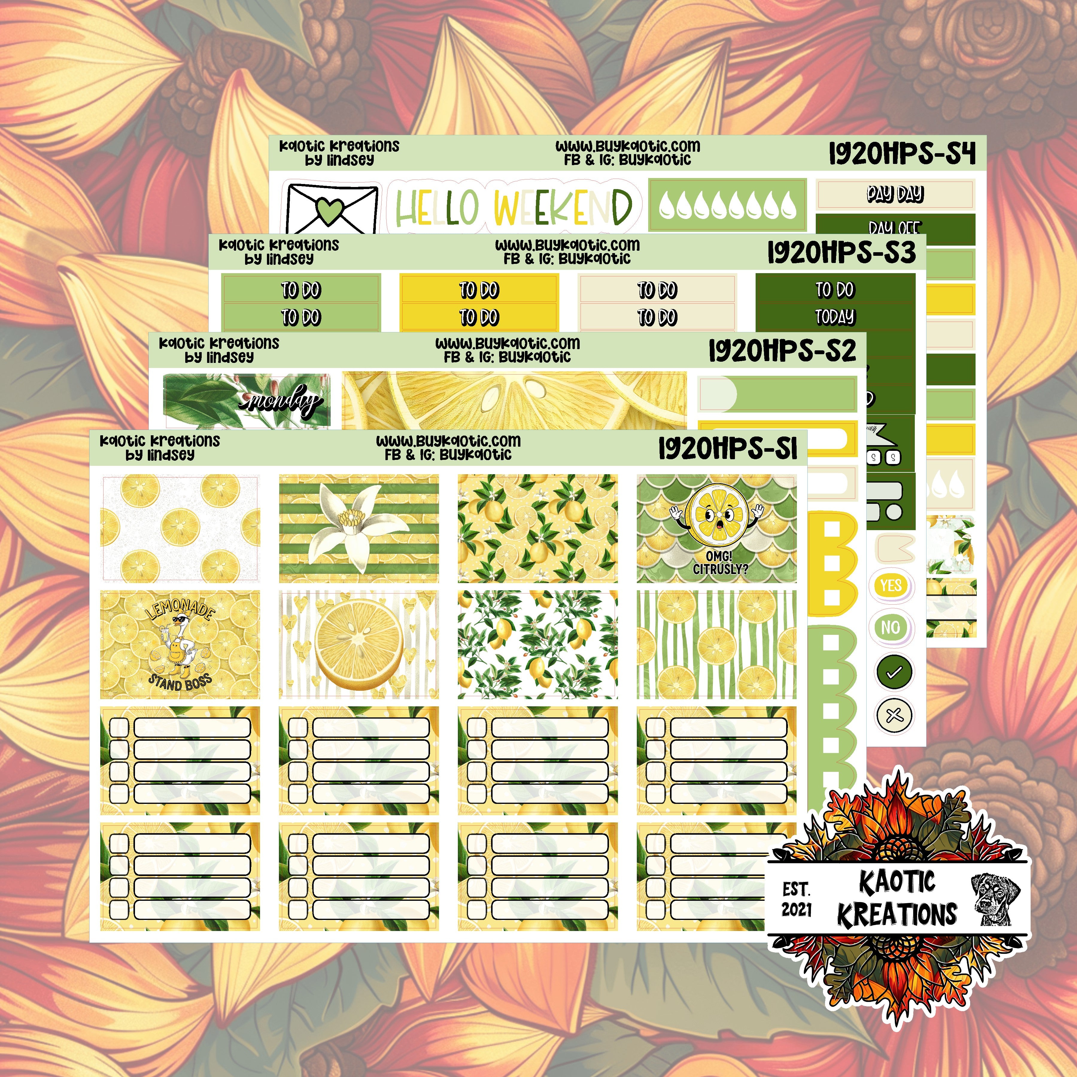 Lemonade HP Skinny Weekly Sticker Kit