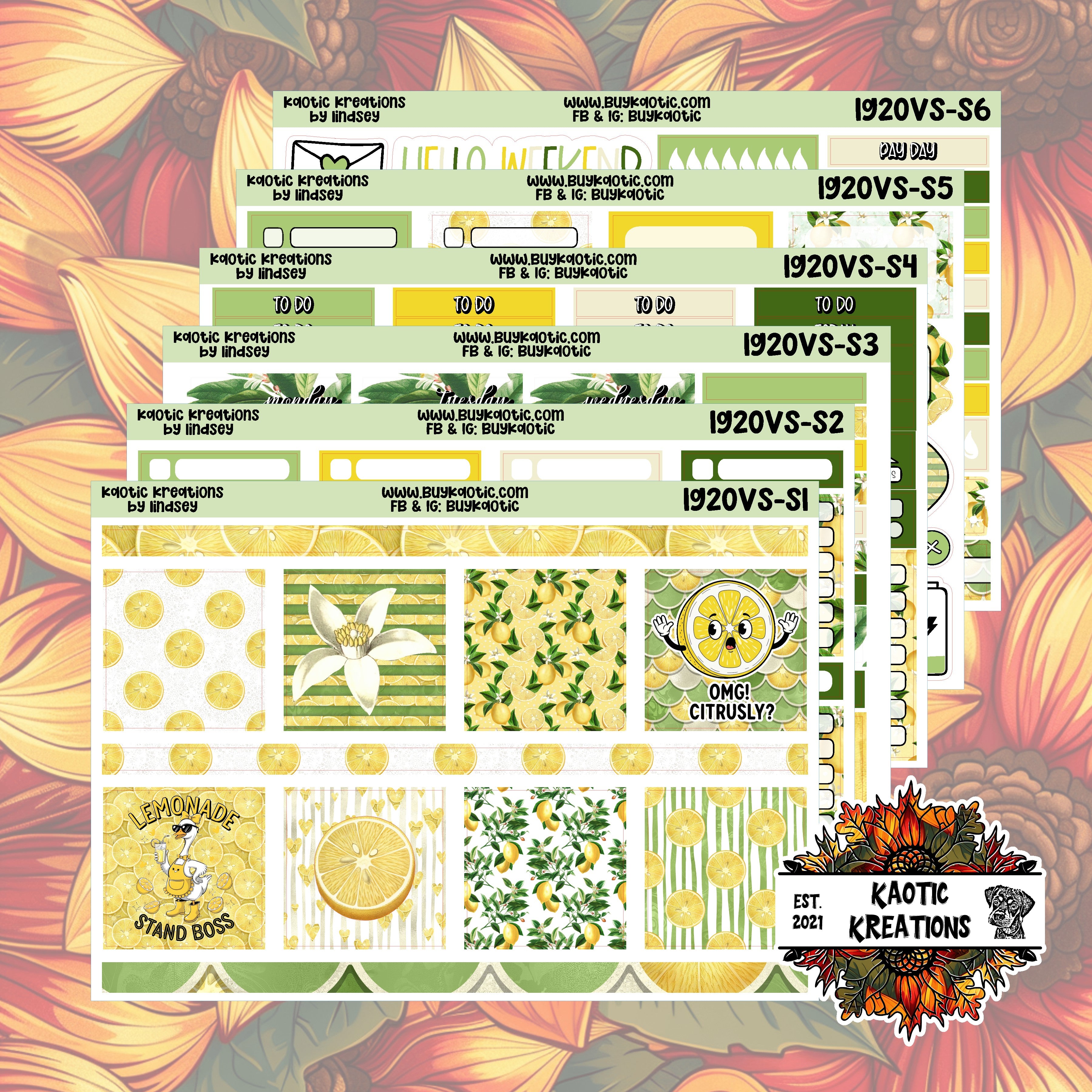 Lemonade Vertical Small Weekly Sticker Kit