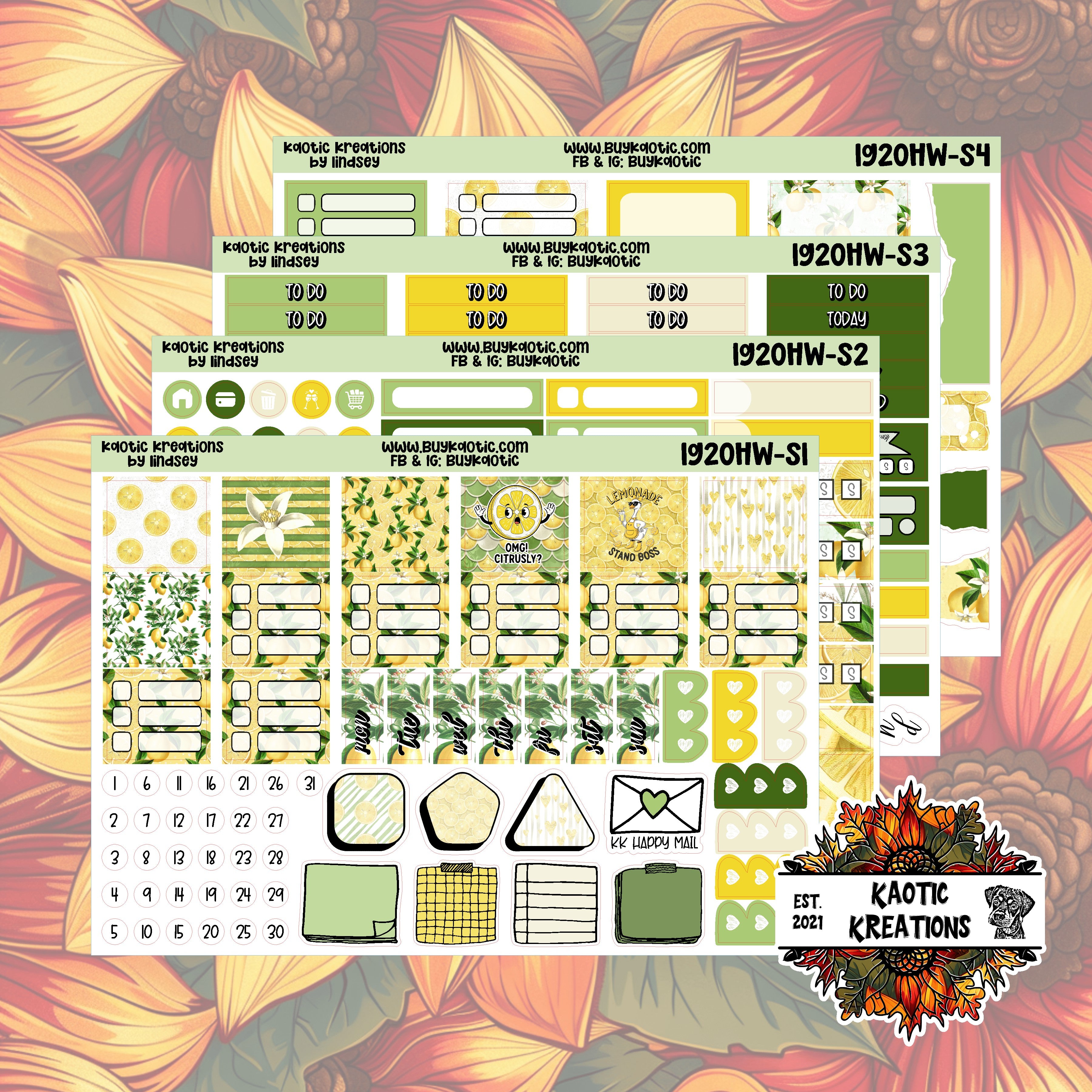 Lemonade Hobo Weeks Weekly Sticker Kit