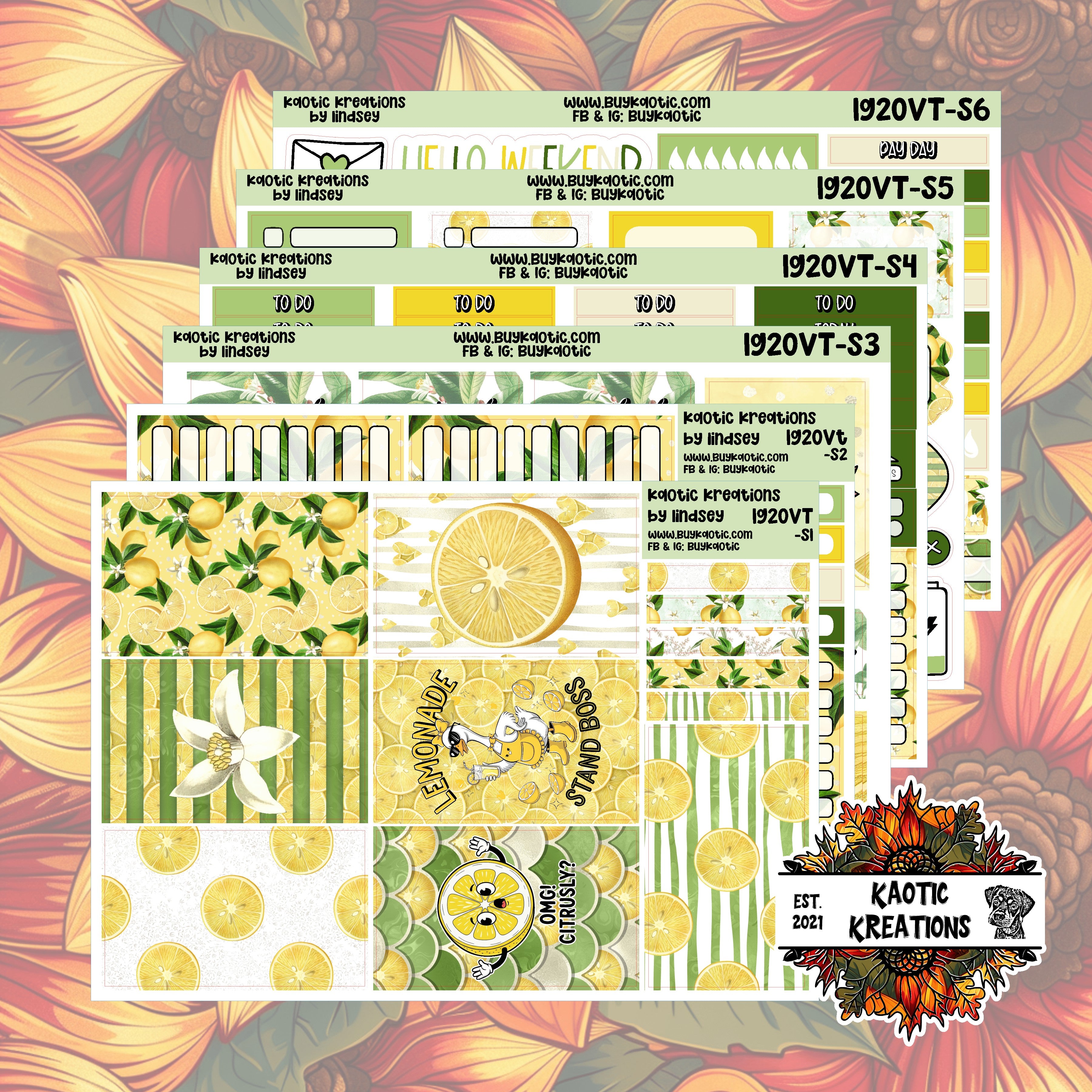 Lemonade Vertical Tall Weekly Sticker Kit