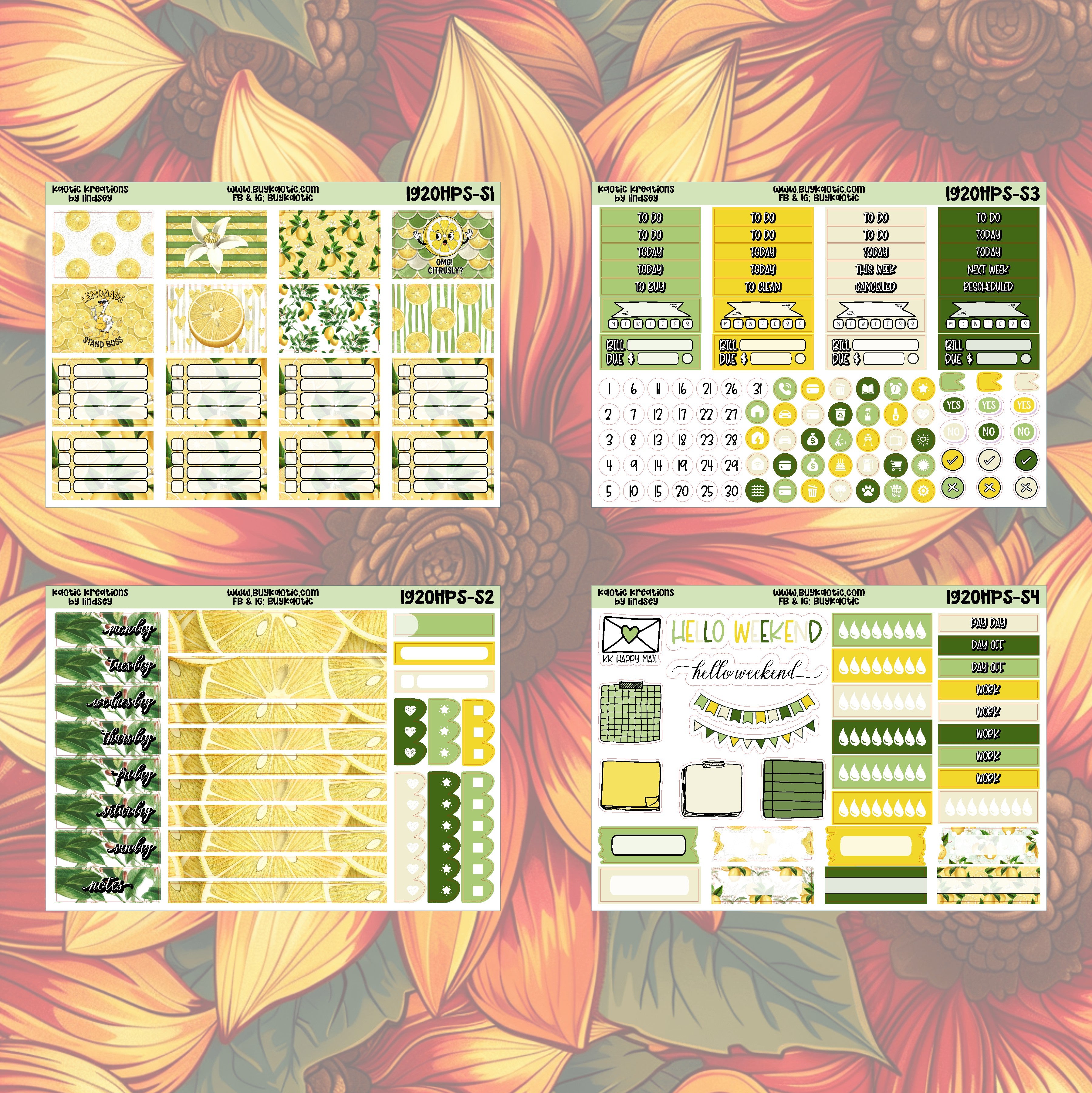 Lemonade HP Skinny Weekly Sticker Kit