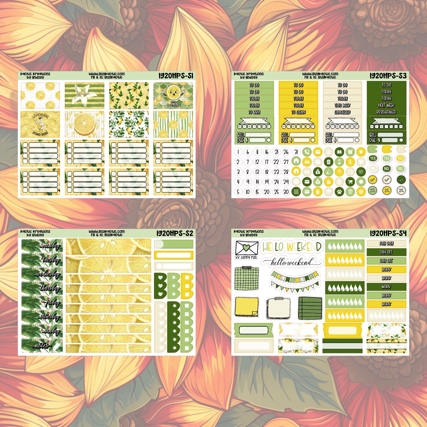 Lemonade HP Skinny Weekly Sticker Kit