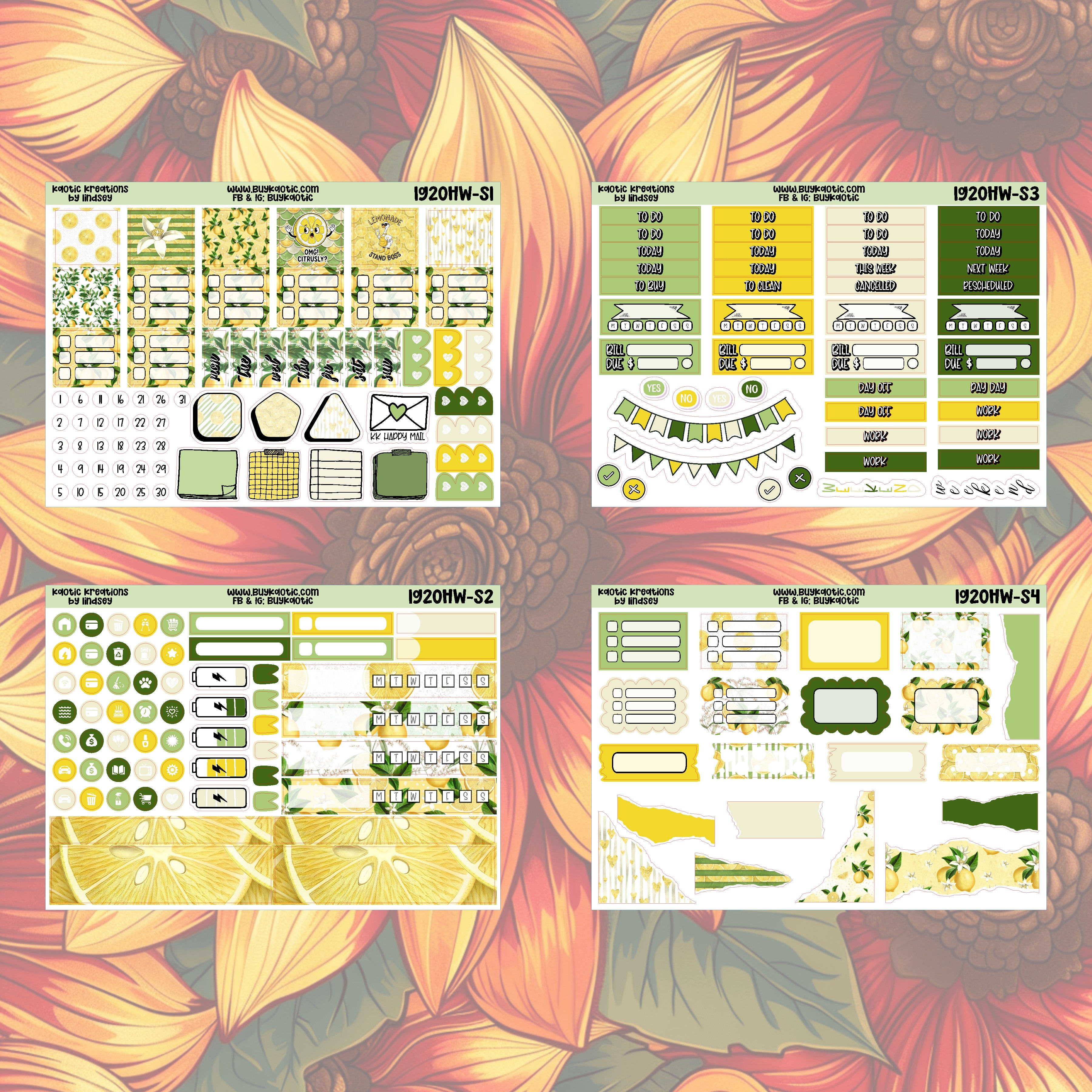 Lemonade Hobo Weeks Weekly Sticker Kit