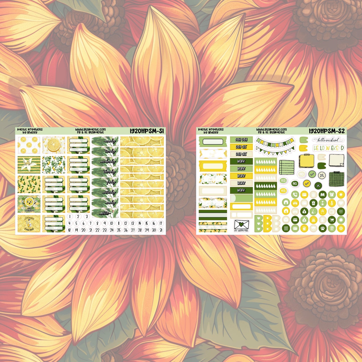 Lemonade HP Skinny Mini Weekly Sticker Kit