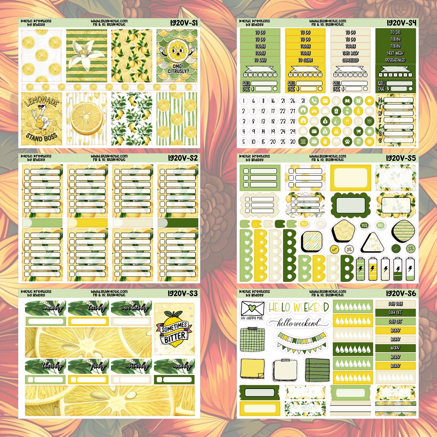 Lemonade Vertical Weekly Sticker Kit