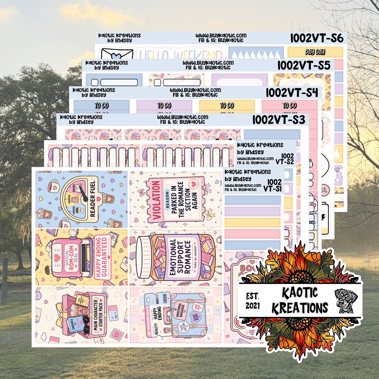 Fictional Boyfriend Vertical Tall Weekly Sticker Kit