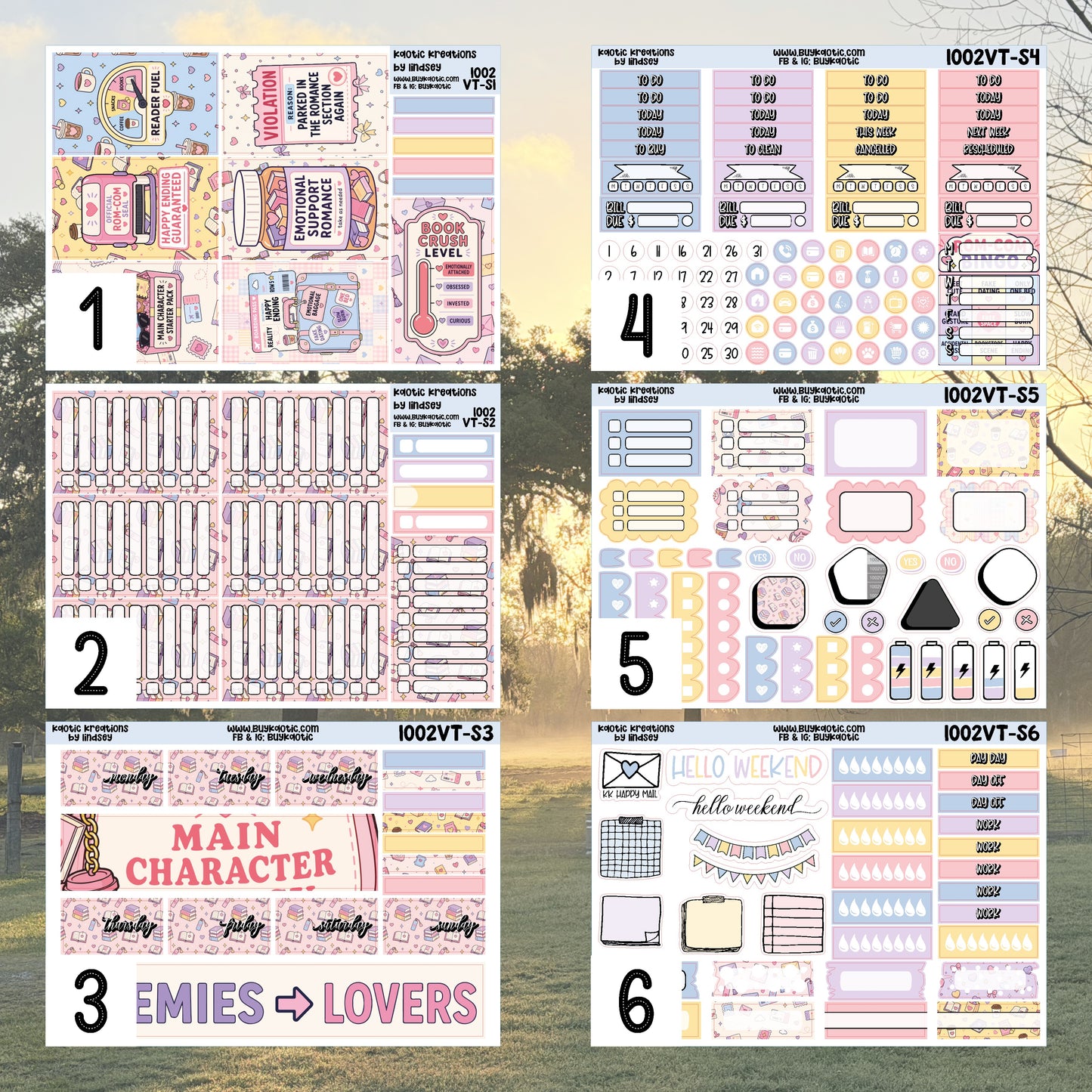 Fictional Boyfriend Vertical Tall Weekly Sticker Kit
