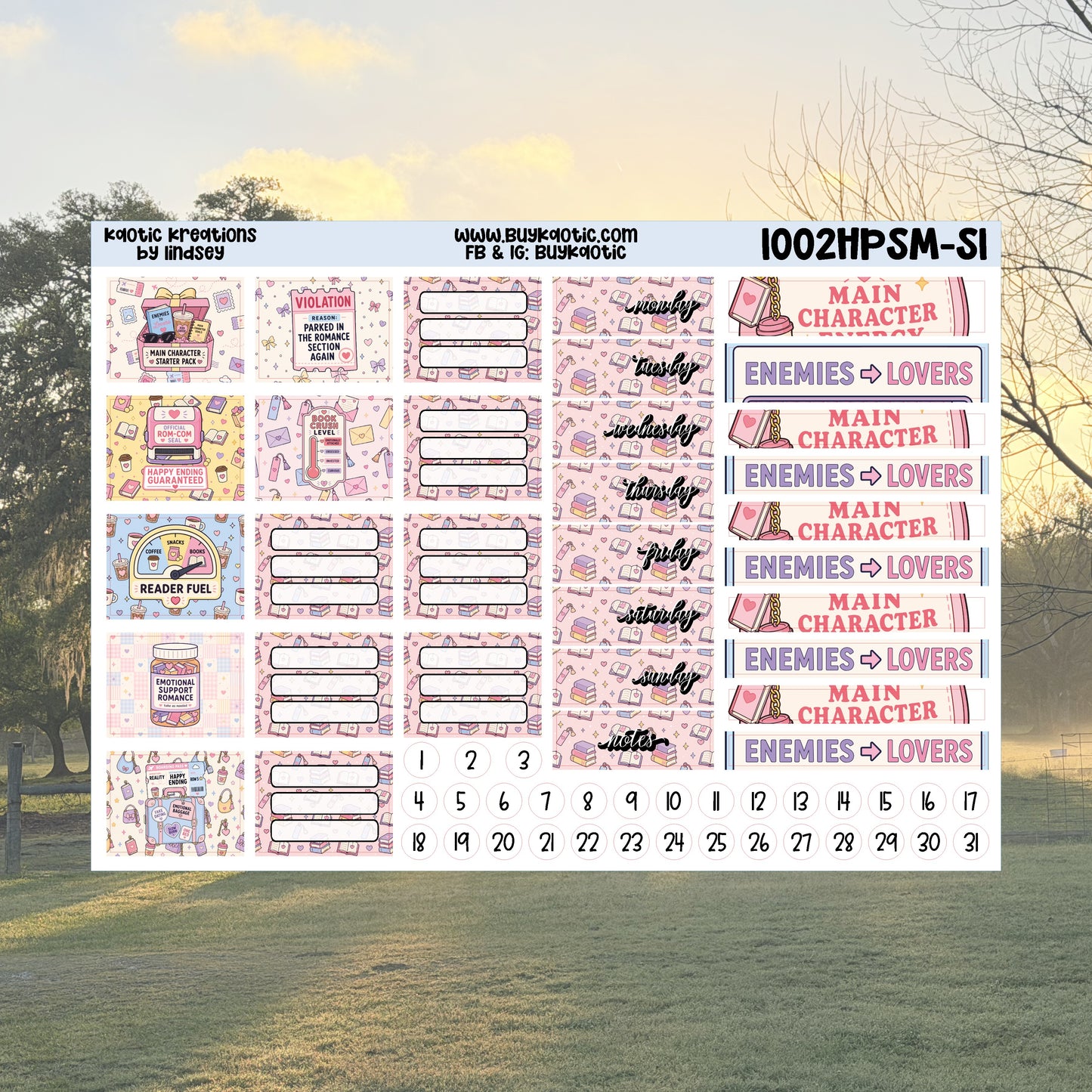 Fictional Boyfriend HP Skinny Mini Weekly Sticker Kit
