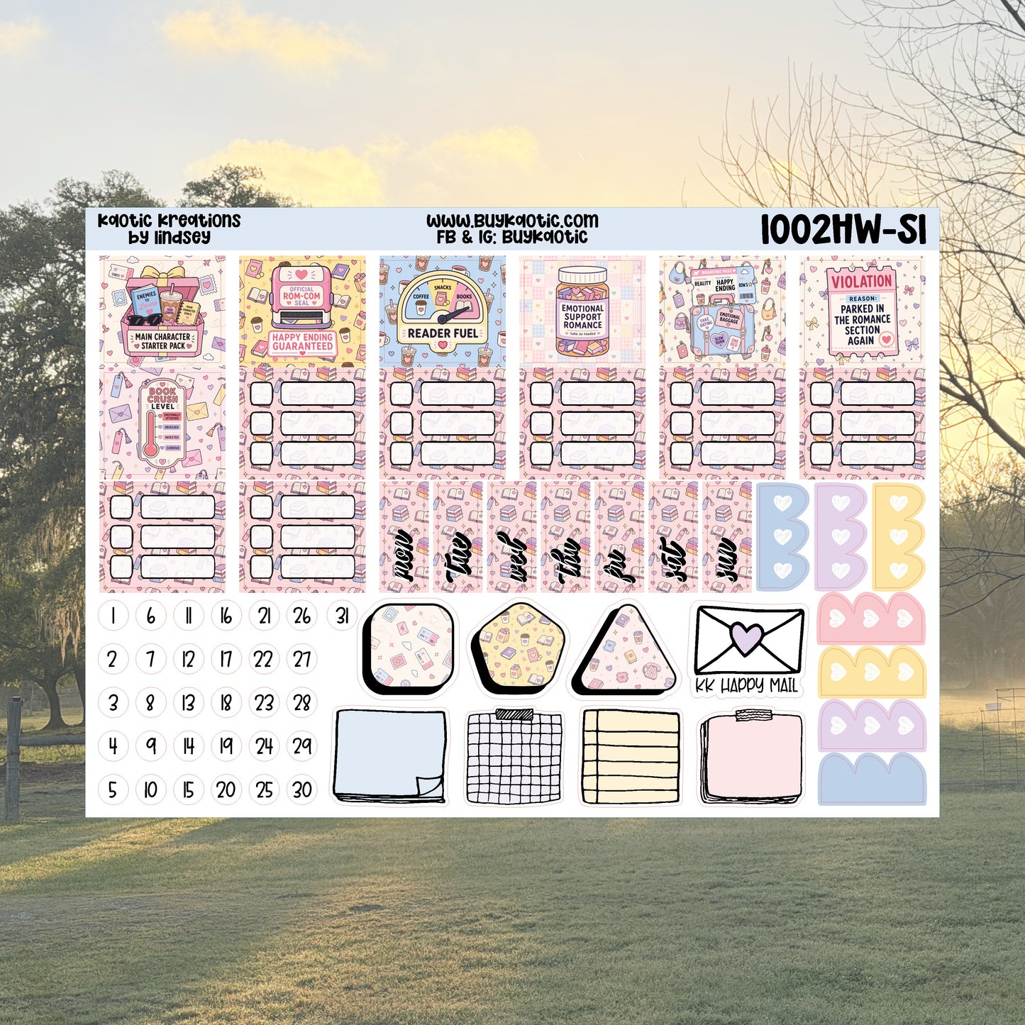 Fictional Boyfriend Hobo Weeks Weekly Sticker Kit