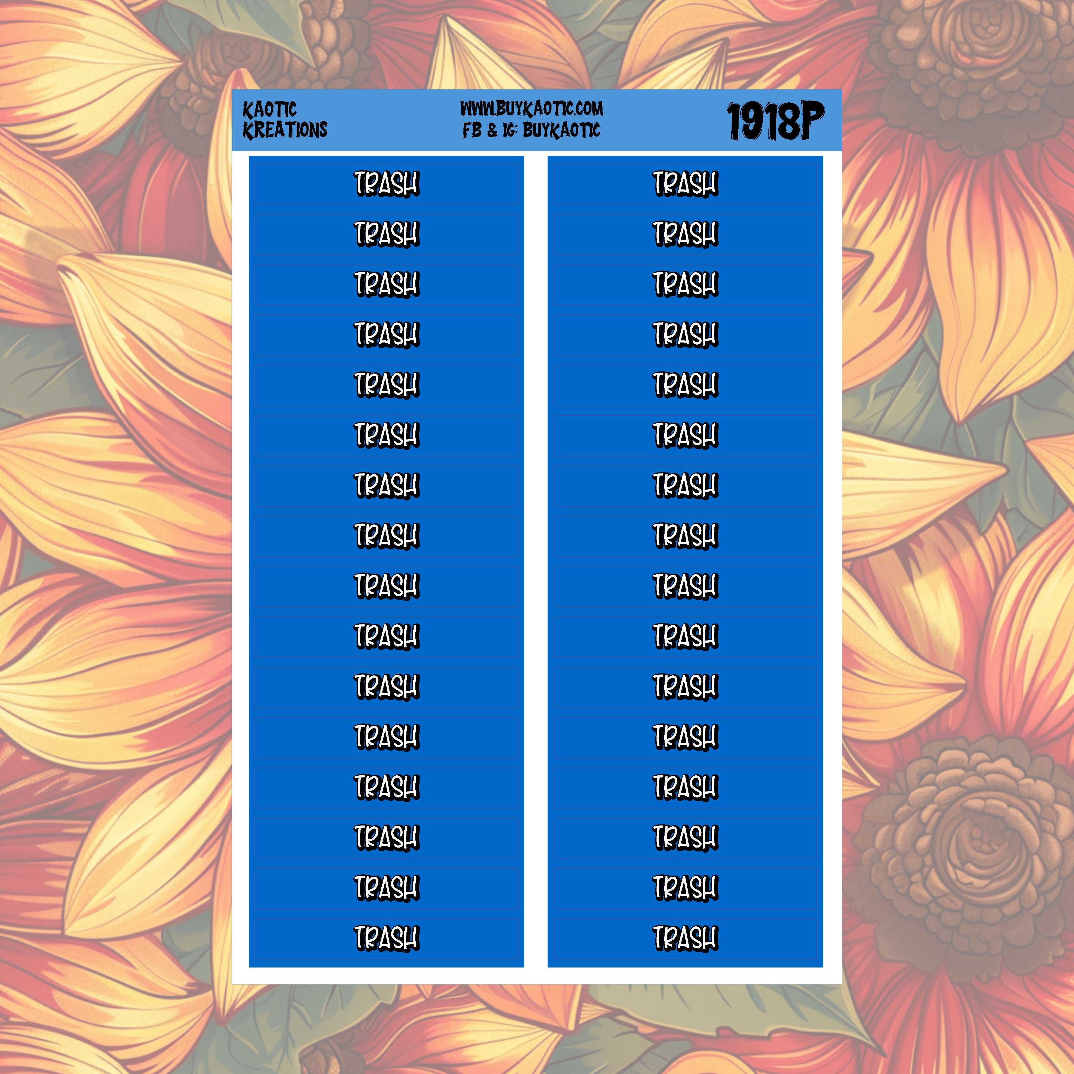 Trash Monthly Header Stickers