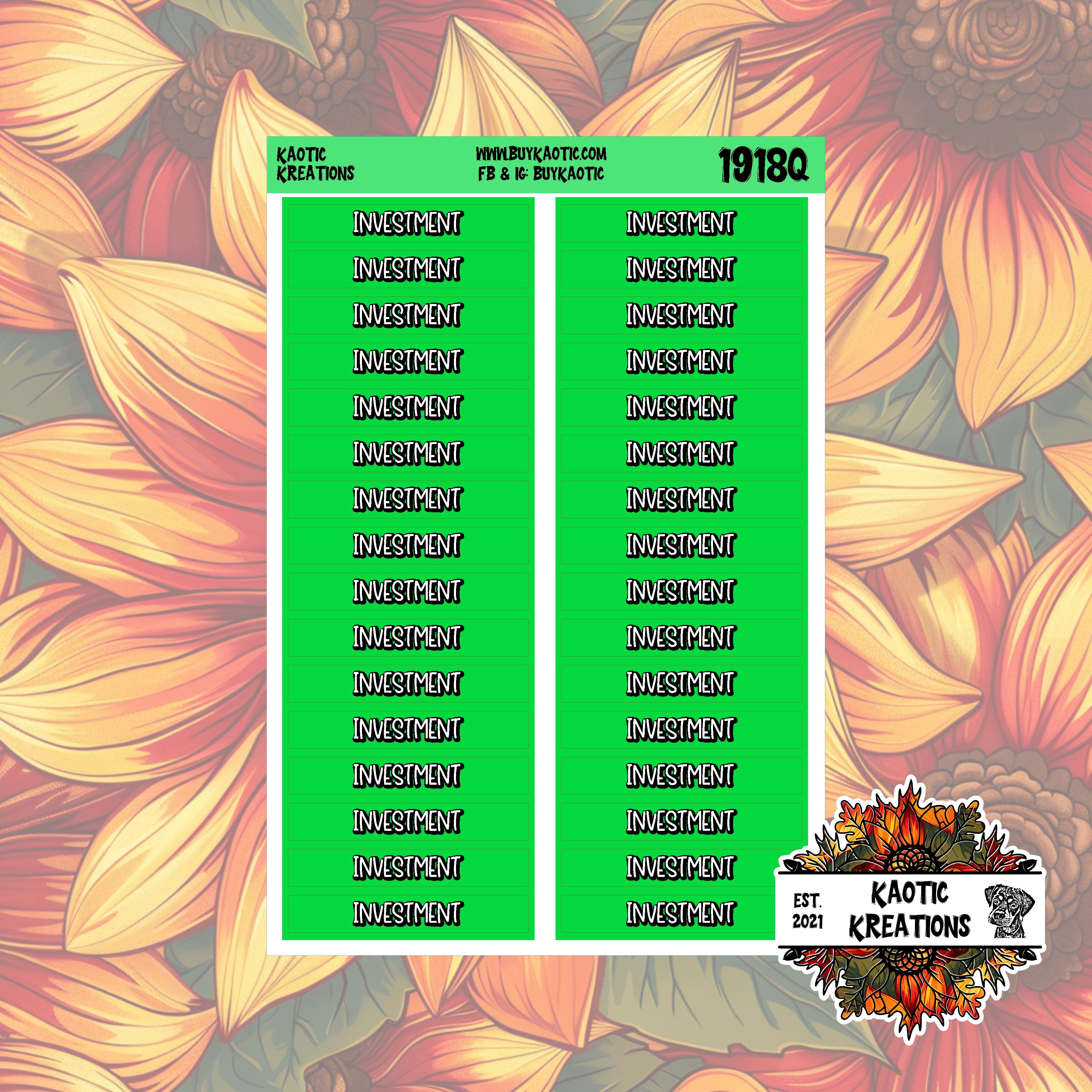 Investment Monthly Header Stickers