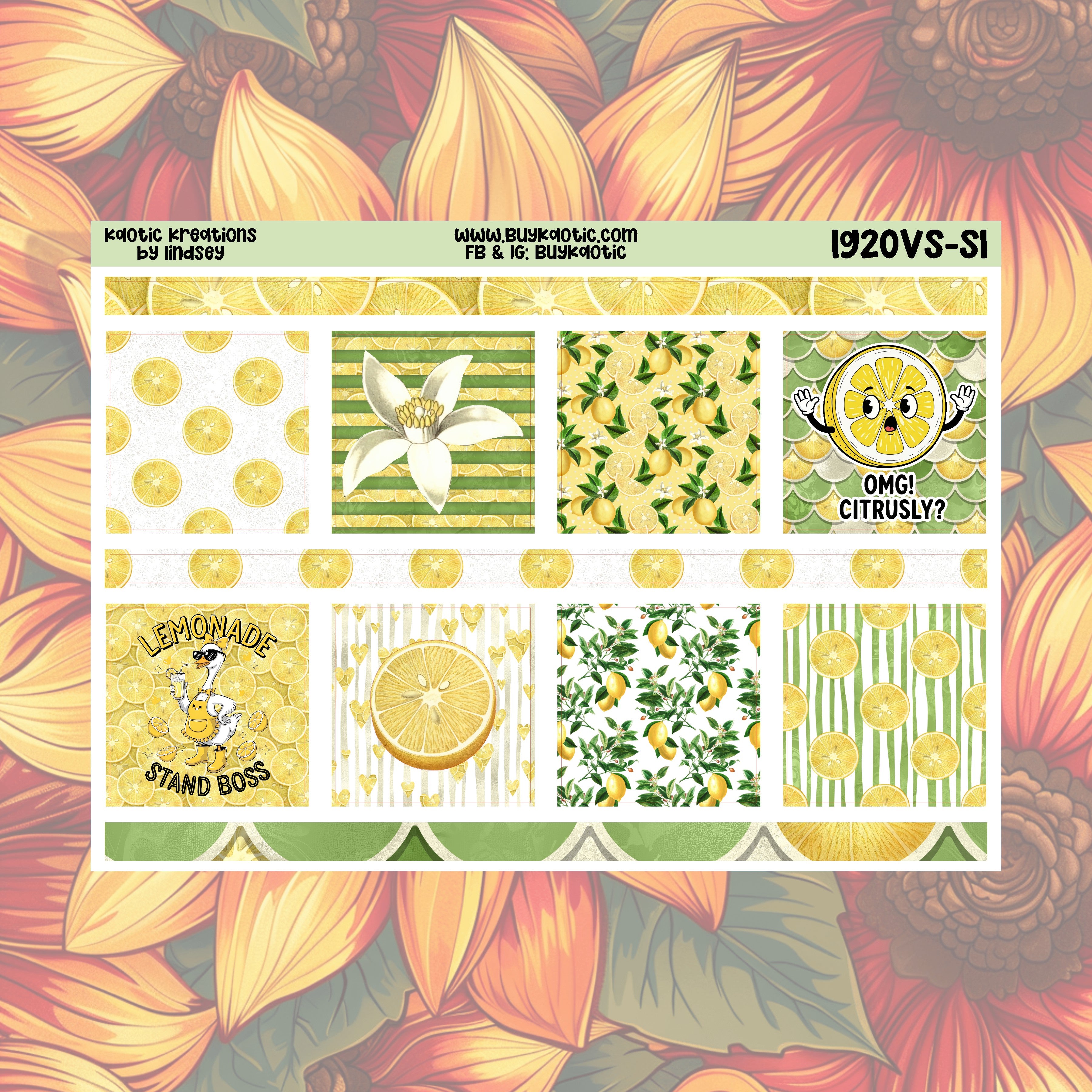 Lemonade Vertical Small Weekly Sticker Kit